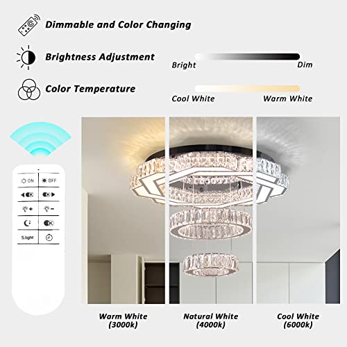Plafonnier moderne à LED dimmable et montage encastré pour chambre à coucher