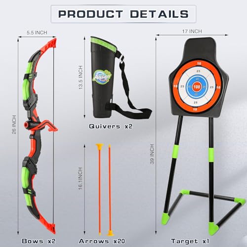 Handwell 988-686A1 Bow And Arrow Set For Kids, 2-Pack Led Light Up Archery Set thumb #6