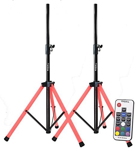 2 x Ibiza Sound LED Illuminated Speaker Stand Tripod Light Up Disco DJ RGB