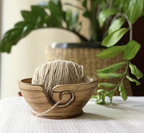Handcrafted Wooden Yarn Knitting Crochet Bowl Holder For Skien Yarn Balls Decorative Storage Organizer Crocheting Needlework Knitting Accessories Kit Supplies Sturdy Non Slip Gifts For Mother Her - Image 2