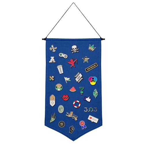 Framendino, Banner de exibição de broche de lona esmaltado azul para pendurar na parede, coleção de