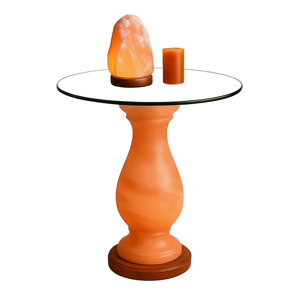 PSW Salt Coffee Table 19?H x 16?D Round Glass Top with Salt Lamp 6