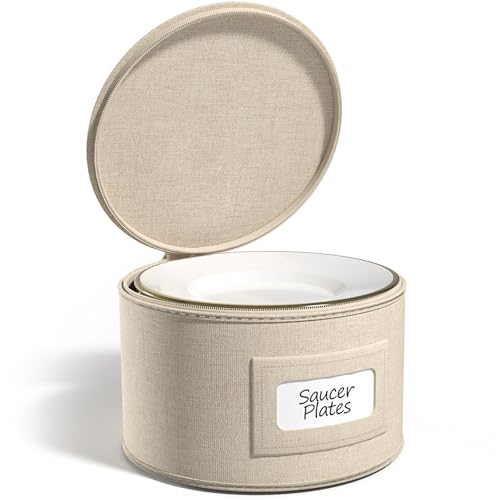 Sorbus China Storage Containers, with Lid (Dessert Plate Storage, Beige)