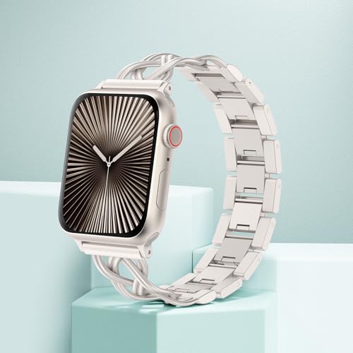 Image of TOYOUTHS Dressy Bracelet Compatible with Apple Watch Bands 38 /40 /41 /42 /44 /45 /46 /49mm Women, Celtic Stainless Steel Metal Fancy Nice Pretty Strap for iWatch Series 11 10 9 8 7 6 5 4 Ultra /SE 3 2 1