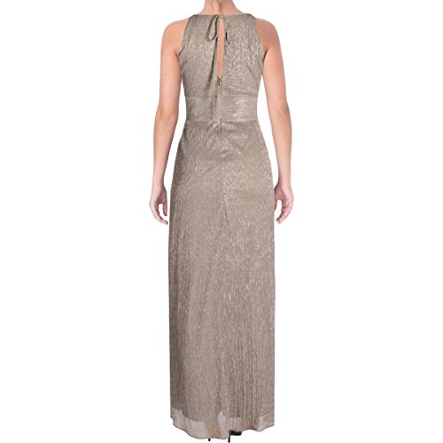 R&M Richards Womens Halter Metallic Evening Dress Gold 12 #TOP3