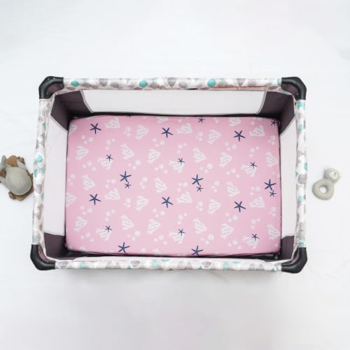 Image of PHF 3 Pack Soft Mini Crib Sheets, Mermaid Silky Pack N Play Sheets for Baby Boys Girls, Universal Fit for Pack N Play, Playard, Portable and Mini Crib Mattresses, Mermaid
