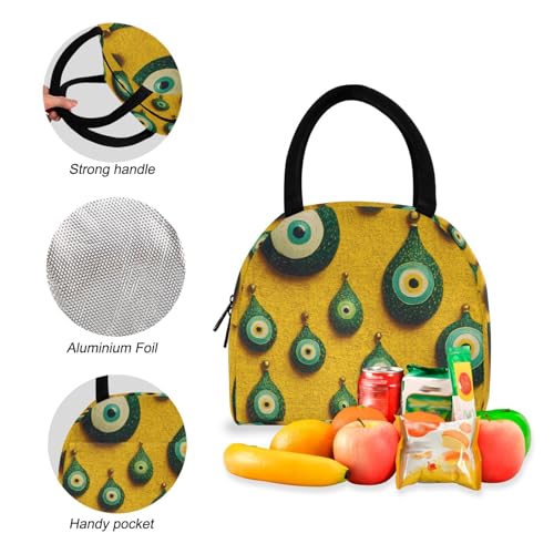 Abstract Eyes Print Backpack Set with Lunch Bag, Large Capacity Travel Backpacks and Lunch Box Insulated for Commute Hiking Picnic4