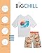 Big Chill Boys Rash Guard Set - 2 Piece UPF 50+ Quick Dry Short Sleeve Swim Shirt and Swim Trunks for Boys (Sizes: 4-14), Size 10-12, White Beach