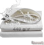 Telo Impermeabile Esterno 2x3m 440 g/m² Inspessire PVC con Rinforzato Occhielli, Telone Resistente Agli Strappi, Telo Protettivo Copertura Multiuso per Mobili da Giardino Barche Legno Piscina Camion