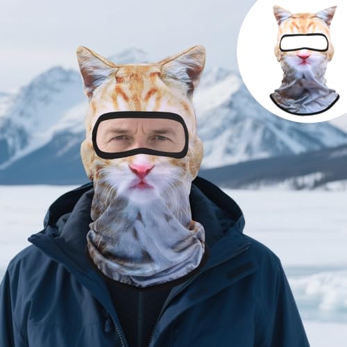Image of 3D Cat Ski Balaclava Sheisty Face Mask with Ears Cute Animal Ski Mask Suitable for Music Festivals Raves Party Activities