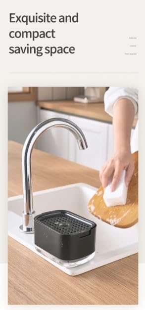 Miniatura 9 de Dispensador de jabon 2 en 1, bomba de jabón inteligente, con soporte para esponja o cepillo, platos de lava, ideal para cocina, lavavajillas.