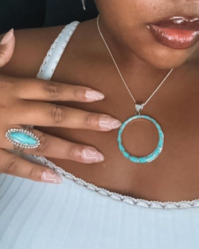 Turquoise Network Gemstone Pendant Necklace in 925 Sterling Silver Genuine Gemstones & Gemstones (24" Length)3