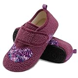 BARERUN Slippers for Women Curly Fur Adjustable Wide Diabetic Slippers Edema Swollen Shoes Soft-Lightweight House Shoes Non Slip Rubber Sole Indoor/Outdoor Darkpurple 10.5-11 Women