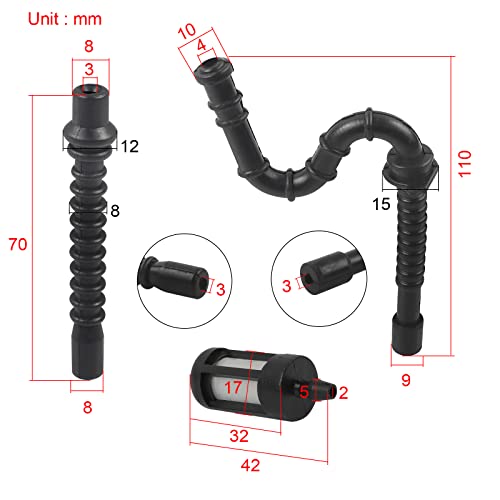 FLYPIG 3 Pcs Fuel Line Gas Fuel Line Hose Tube & Impulse Oil Line & Filter Set Fit for Stihl MS240 MS260 MS360 MS290 MS310 MS390 024 029 036 039 Chainsaw 1121 358 7700 11213587700 - Thumbnail 2