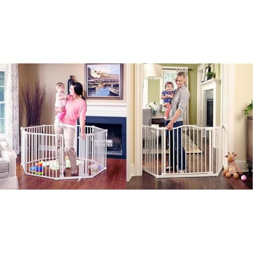 Toddleroo by North States 3-in-1 8 Panel 199\" Wide Metal Baby Play Yard, Extra Tall 72\" Wide Deluxe Decor Baby Gate