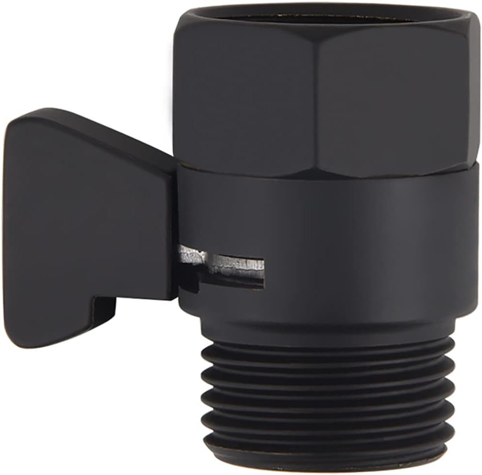 Shower Shut Off Valve, Shower Flow Control Valve,Soild Brass Flow Pressure Regulator for Handheld Shower Head G1/2 Matte Black