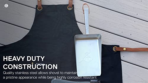 Everdure Stainless Steel Charcoal Shovel, Metal Scoop For Charcoal And Wood Pellets, Built-In Leather Hang Strap For Easy Storage, Ideal Bbq Tool For Charcoal Or Pellet Grill, Silver #TOP1