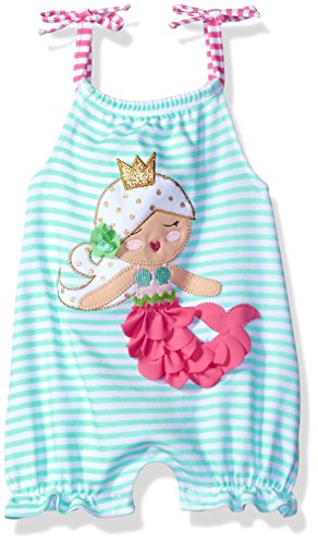 Mud Pie Baby Girls' Bubble Romper, Mermaid, 12-18 Months