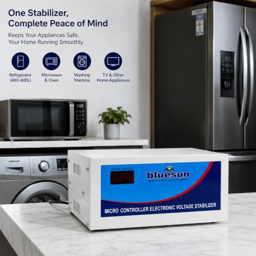 Image of Bluesun 2KVA 1600w Voltage Stabilizer for Refrigerator, Microwave & Oven, LED TV, Washing Machine (2KVA(90v-300v)1600w)