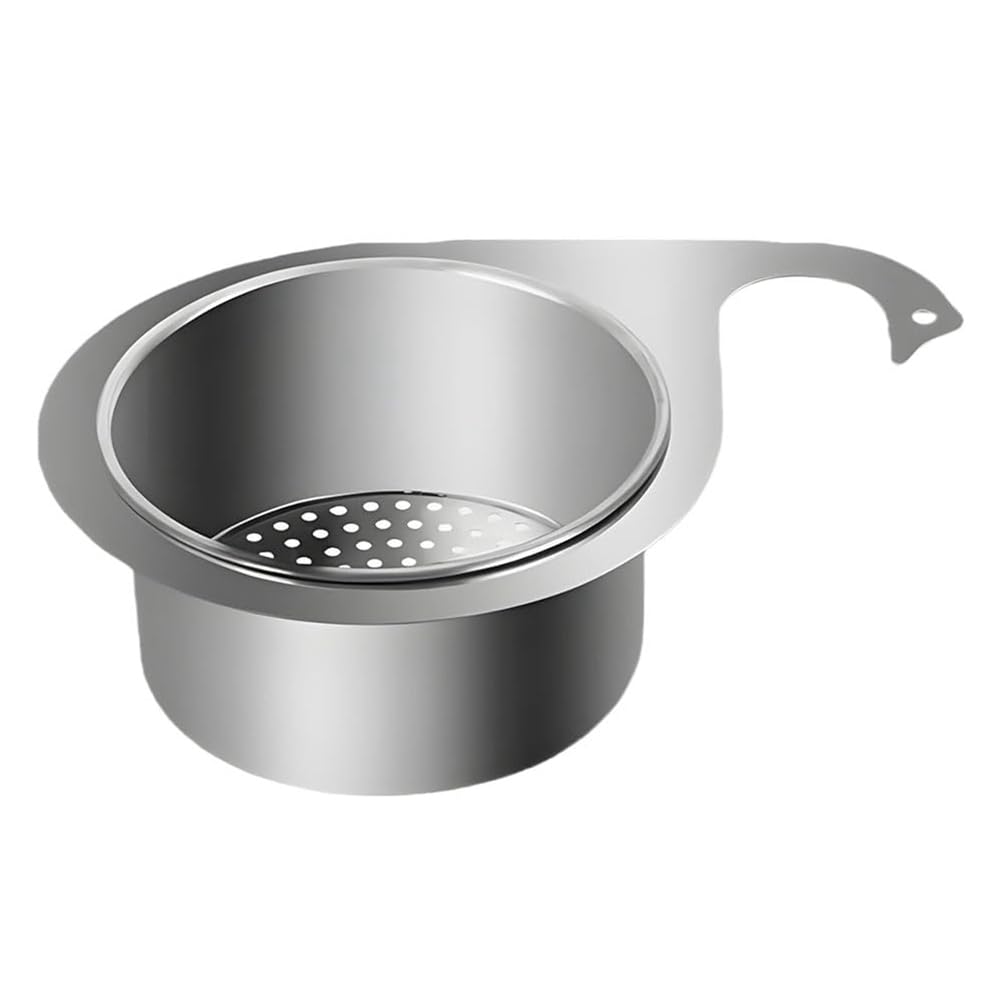 Wouueso Multi-Functional Drain Basket, Stainless Steel Swan Sink Strainer Basket, Tap Hanging Filter Basket Corner Sink Strainer