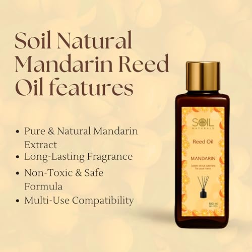 Image of Mandarin Reed Diffuser Oil -100 ml| Pure Natural Mandarin Aroma | Reed Diffuser Refill | Home, Office Long-Lasting Aromatic Fragrance Non-Toxic Reed Oil for Diffusers | ISO & GMP