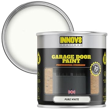 INNOV8 COATINGS GARAGE DOOR PAINT - NO PRIMER OR TOP COAT - SATIN - 750 ml - Professional Standard - Fast Dry - Exterior & Interior - uPVC, Metal, Aluminium, Wood GARAGE Door - WHITE