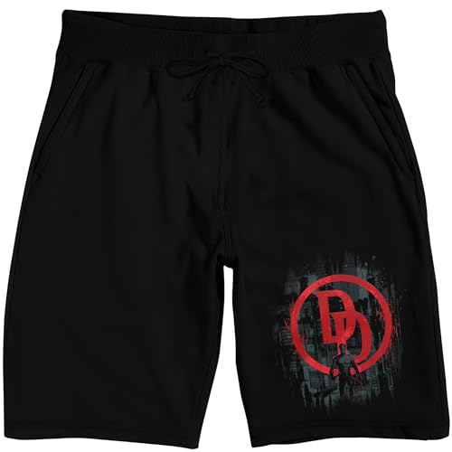 Daredevil Born Again DD Logo & Silhouette Adult Black Sleep Pajama Pants