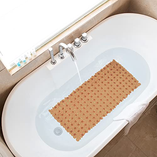 Treebud Pebble Bathtub Mat, 35 X 16 Inches Non Slip Bath Mat For Shower Tub With Drain Holes And Suction Cups, Machine Washable Bathroom Mats (Clear Brown) #TOP6