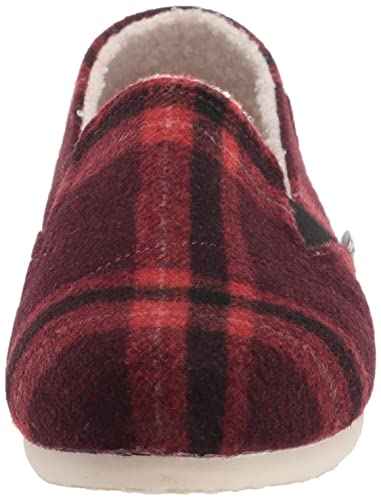 Toms Women's Redondo Loafer Flat, Red Plaid With Faux Shearling, 8 #TOP1