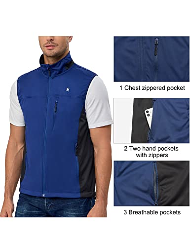 Little Donkey Andy Men's Lightweight Softshell Vest, Windproof Sleeveless Jacket For Running, Hiking, Cycling, Golf (Blue M) #TOP4