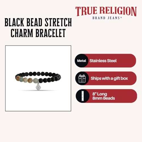 Pulsera Hombre True Religion Negra 8mm 8 pulg miniatura 3