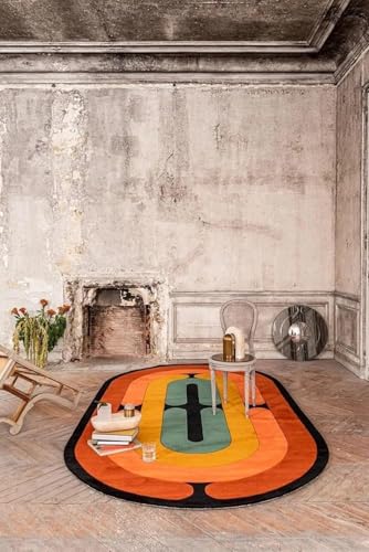 Image of Irregular Shape Handmade Woolen Carpet Multi Colour Size 8x11 feet