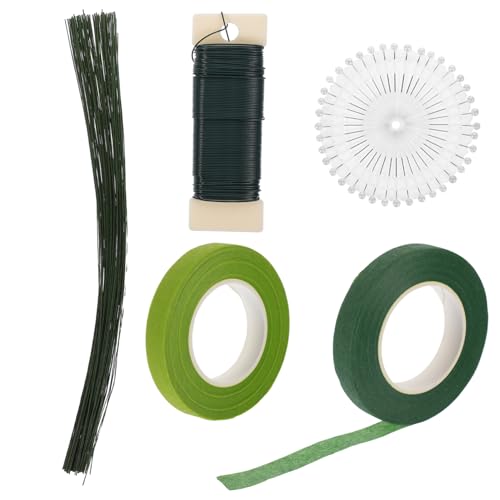 Beatifufu Floral Wire Tape Kit 1 Set for Bouquet Making DIY Artificial Flowers Wedding Floral Decorations Green Skewers Flower Rods