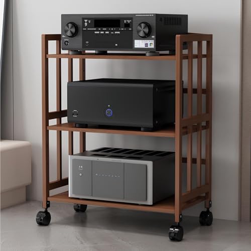 SFSLBFB Meuble TV/Audio Marron avec étagères d'angle, Rangement pour chaîne Hi-FI, Console de...