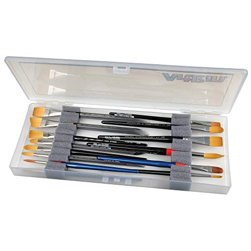 ArtBin Caixa de pincéis KW903 com inserções de espuma, organizador de pincéis de pintura portátil de belas artes, plástico, transparente, 1 unidade