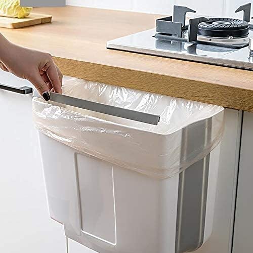 Household Trash Hanging Trash Can Foldable Wall- Mounted Trash Bins for Kitchen Cabinet Door and Bathroom Diaper Pail Hanging Garbage Can for Office and Baby Crib Garbage can