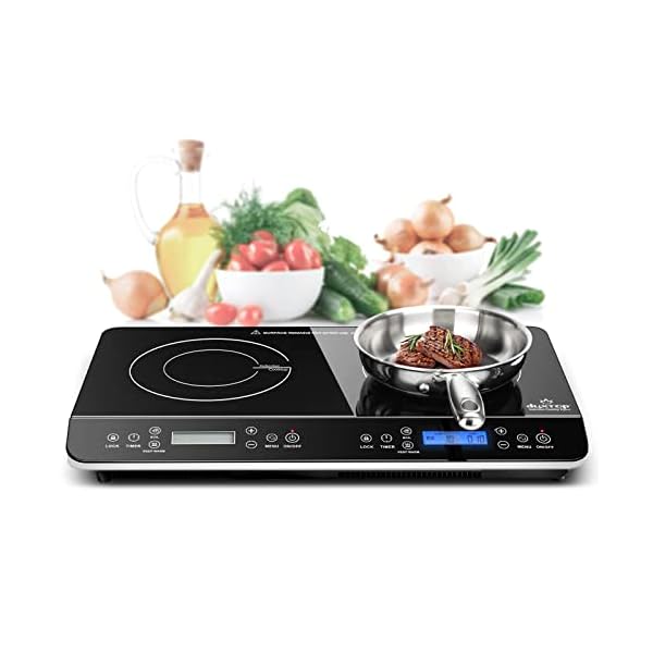 Duxtop LCD Portable Double Induction Cooktop 1800W Digital Electric Countertop Burner Sensor Touch Stove, 9620LS/BT-350DZ