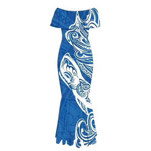 Image of Polynesian for Women S-7XL Off Shoulder Maxi Dress Hawaiian Summer Dresses