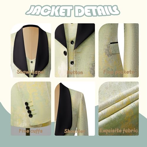 Tuxedo for Men Slim Fit 3 Pieces Shawl Lapel Printed Suits Blazer Vest Pants Prom Party Banquet Business4