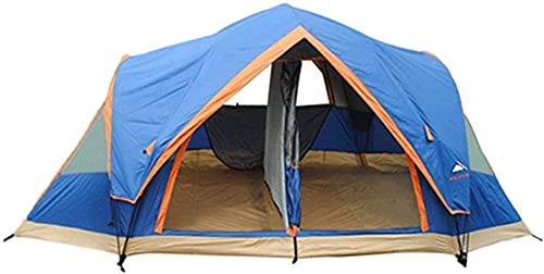 Tente de camping familiale étanche bleue 410x205x155cm à 2 portes