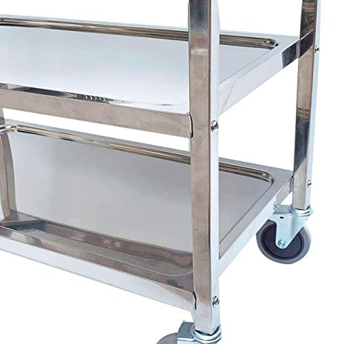 Sofedy Utility Cart Rolling Bar Cart Stainless Steel Storage Cart On Wheels,Kitchen 3 Tier Metal Service Carts With Handle Bar For Living And Kitchen Room, Microwave Cart 33.5X17.7X35 Inch #TOP6