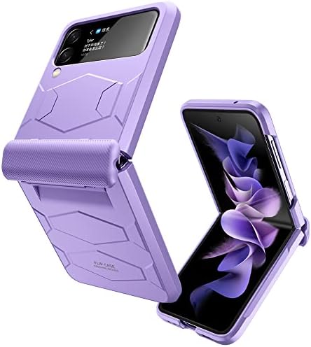 Amazon Com For Samsung Galaxy Z Flip 3 5g Case With Hinge Protection Armor Design Z Flip 3 Case Shockproof Compatible With Wireless Charging Samsung Galaxy Z Flip 3 5g 21 Purple