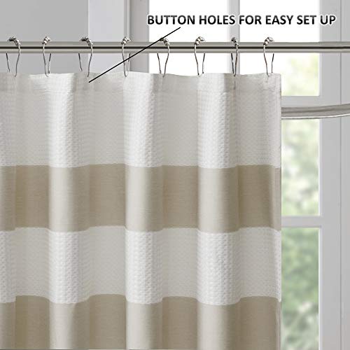 Madison Park Spa Waffle Shower Curtain Pieced Solid Microfiber Fabric