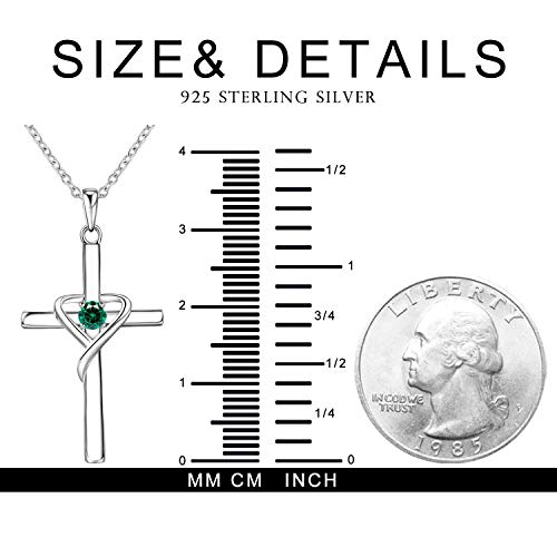 Amoraime 925 Sterling Silver Cross Necklace For Women Birthstone Necklace For Mom Gift For Mother's Day, Birthday Or Anniversary #TOP2