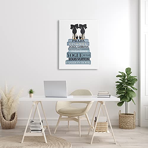 Image of 'Black Bow Shoes Tall Fashion Glam Bookstack'| Canvas Art | Stupell Industries | 30 x 40 Inches, Easy to Hang and Sturdy, Made in USA, by Amanda Greenwood