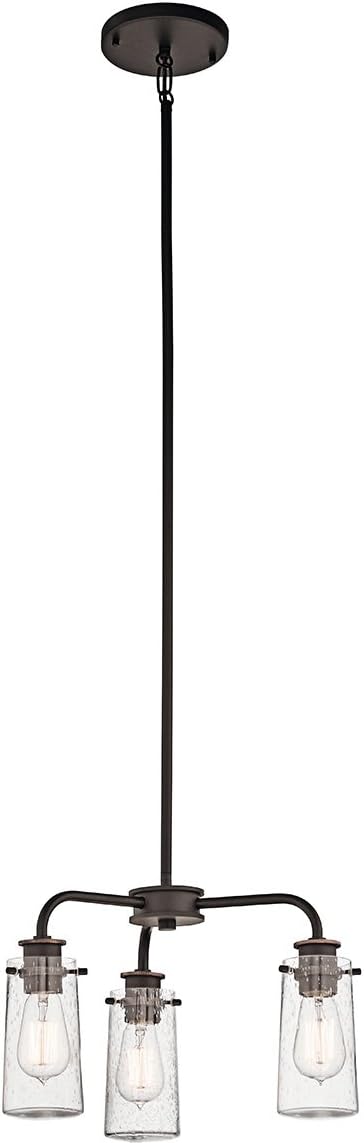 KICHLER Braelyn 11.25" 3 Light Mini Convertible Chandelier or Semi Flush with Clear Seeded Glass Olde Bronze®