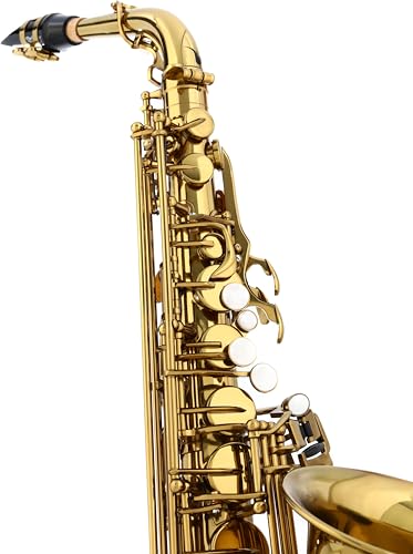 Image of BetterSax Classic Alto Saxophone - Professional-Grade Instrument with Dark Gold Lacquer Finish - Complete Kit for Beginners and Pros - Includes Mouthpiece, Neckstrap, and Durable Case