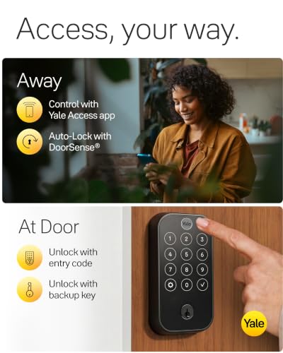 Image of Yale Assure Lock 2 Touch Deadbolt, Black Suede Keyed Smart Entry Door Lock with Wi-Fi Connected Touchscreen Keypad and Fingerprint Scanner for Vacation Rental Hosts, YRD420-F-CB1-BSP
