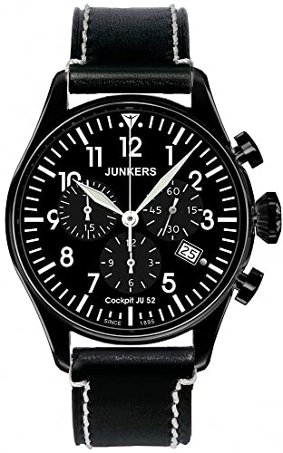 Junkers Herren-Armbanduhr XL Chronograph Quarz Leder 6182-2
