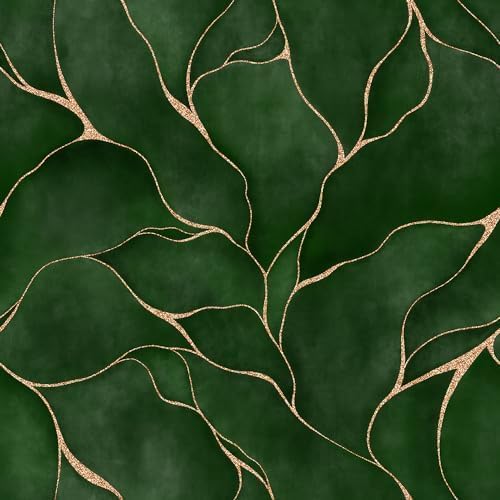 Vinatge Jade Green Fluid Geometrical Mosaic Golden Peel and Stick Wallpaper Easy Peel Off Contact Paper Stick on Adhesive Wall Paper for Bathroom Waterproof Renter Friendly